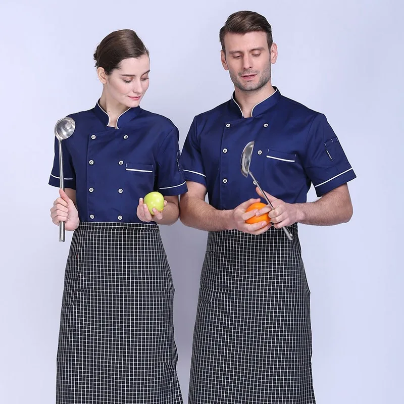 

Lady Summer Jacket Men's Short Sleeve Chef's Uniform Men's Restaurant Chef Jackets,Concise Chef Kitchen Top Work Wear B-6544