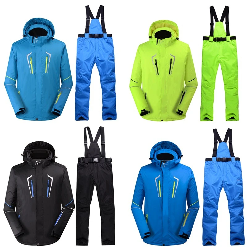 High-quality Male Solid Colors Warm Ski Suit Sets Jacket Waterproof Windproof Breathable Climbing Mountain Outdoor Ski Suit Coat