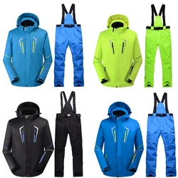 Ensemble de Ski chaud pour homme, de haute qualité, imperméable, coupe-vent, respirant, couleurs unies