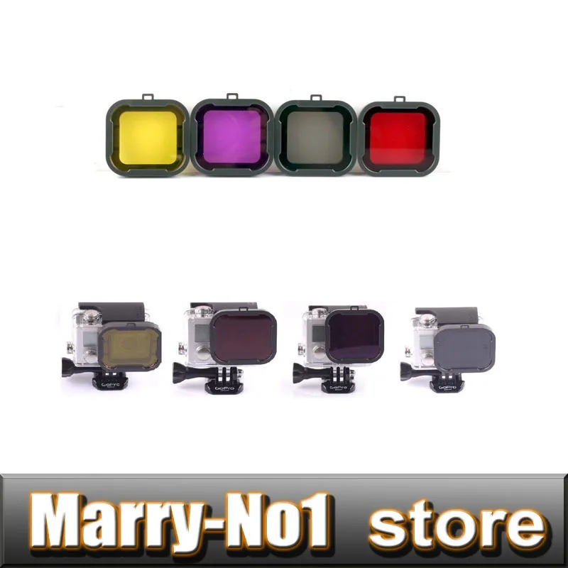 4 Stuks Nieuwe Snap-On Duiken Behuizing Macro Lens Glas Filter Voor Hd Gopro Hero 3 + 4 Gaan pro