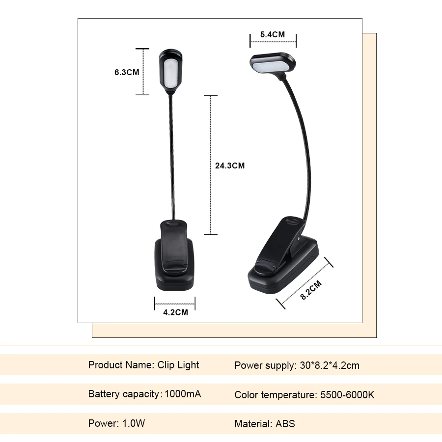 AmmToo Battery Powered LED Night Light Luminaria LED Clip-on Table/Desk/PC Lamps Eye Protection Reading Book Lights for Children