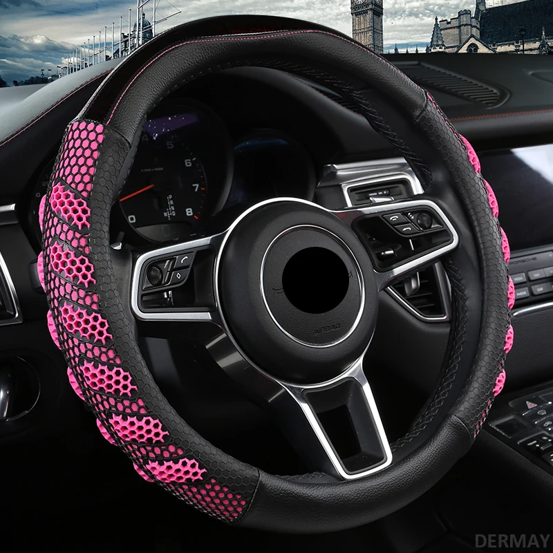 3D Leather Silica Gel Car Steering Wheel Cover Giving You Comfortable Driving Durable Breathable Auto Interior Accessories