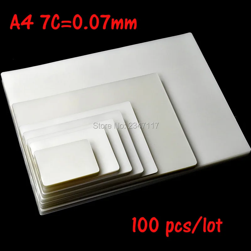 

Plastic Laminator Film A4 Laminating 100pc 7c/70Mic Paper PET Material