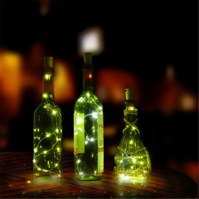 10 stks/partij Wijn Fles Verlichting 2 M 20 LED Kurk Vormige Starry String Lights Kerst Valentines Wedding Party Decoratie licht