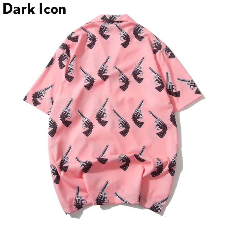 Dark Icon Printed Turn-down Collar Street Men's Shirt 2024 Summer Vintage Hip Hop Shirt Streetwear Shirts for Men