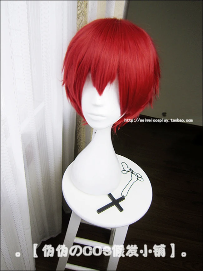 Assassination Classroom Karma Akabane Akashi Seijuro Sasori Short Red Cosplay Wig Heat Resistance Fibre + Free Wig Cap