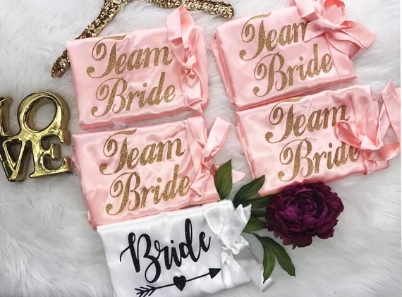 customize team bride wedding mother of the bride groom satin pajamas robes,bride Bachelorette kimonos gowns gifts party favors