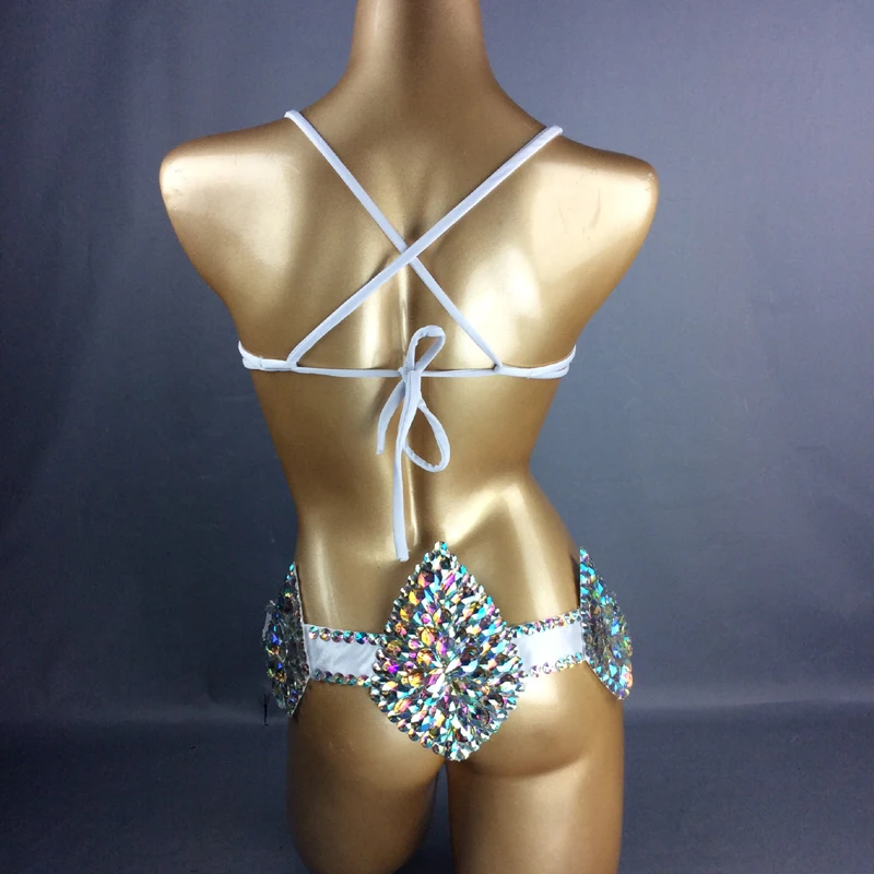 New Sexy Samba Carnival Wire Bra & Belt Rainbow Stone C011-2 free shipping