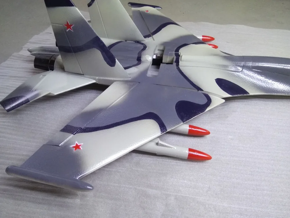 White EPO RC Plane SU-27 SU27 With Decal RC Airplane Tail Pusher Aircraft DIY Models Hobby Fighter (Unassembled KIT or PNP set)