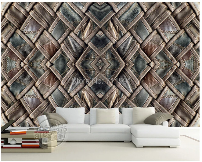 Custom retro wallpaper 3D leather leather for the living room TV background wall vinyl wallpaper Papel store de parede