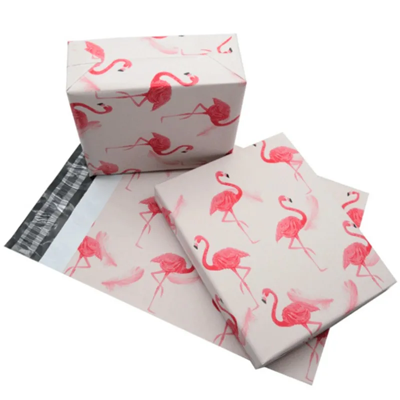 50pcs Flamingo Plastic Envelope Bag Self-seal Adhesive Flamingo Storage Bags Plastic Poly Mailer Postal Shipping Mailing Bag