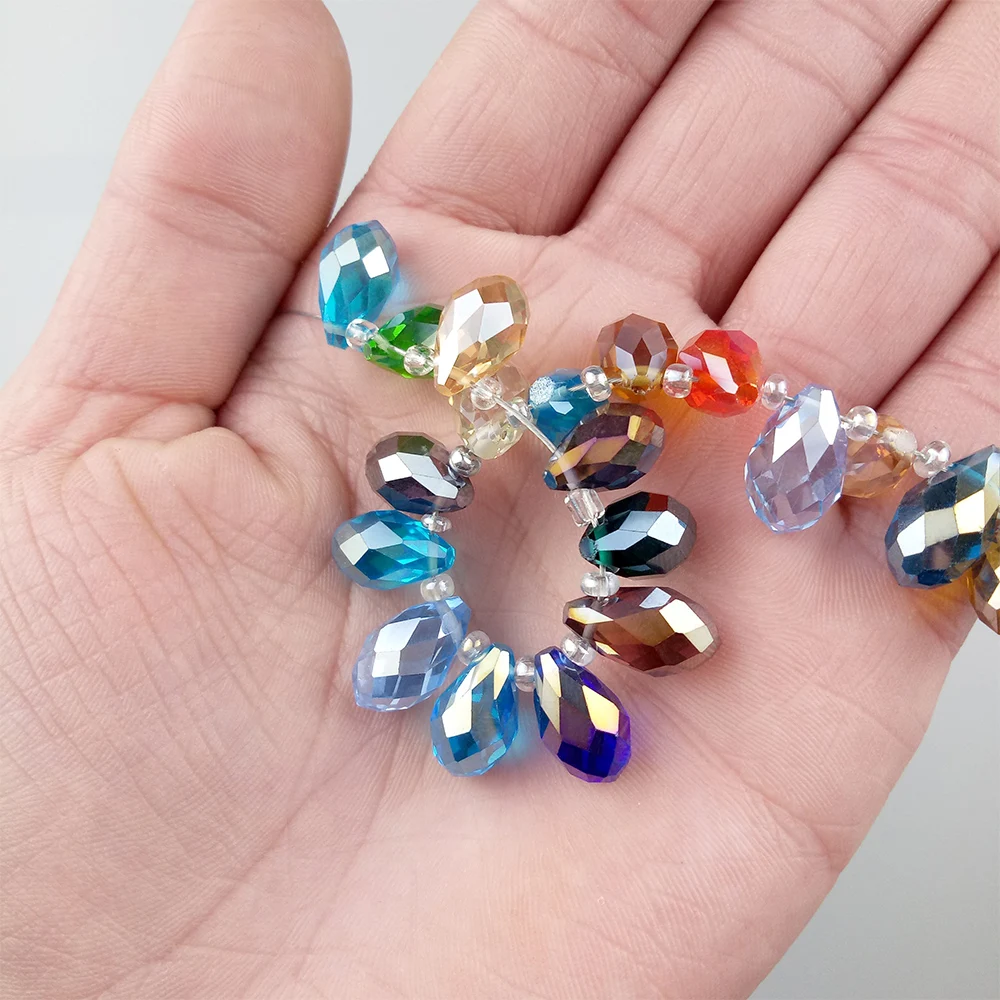 WLYeeS 30pcs AB color Austrian Water droplets crystal beads 8*13mm Large size Glass Loose beads for Jewelry Necklace Making DIY