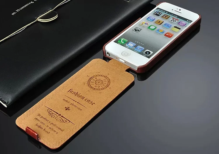 Couro Genuíno Vertical Capa Flip Case para Apple iPhone 5, 5S, SE, 6, 6S Alta Qualidade, Óleo-cera, Protetor de Tela Livre, Moda