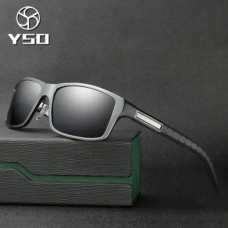

YSO Sunglasses Men Polarized UV400 Aluminium Magnesium Frame TAC Lens Sun Glasses Driving Glasses Square Accessory For Men 8554