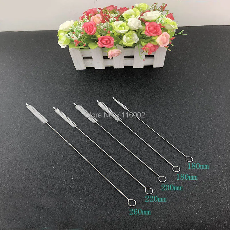 1000pcs/lot 260x50x8mm Stainless Steel Nylon Cleaning Straw Brush Bottle Drinking Pipe Baby Bottle Cleaner Tool