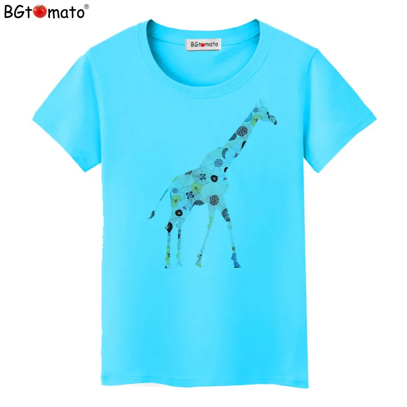 BGtomato Colorful giraffes Tshirt women beautiful top tees hot sale T-shirt women summer clothes