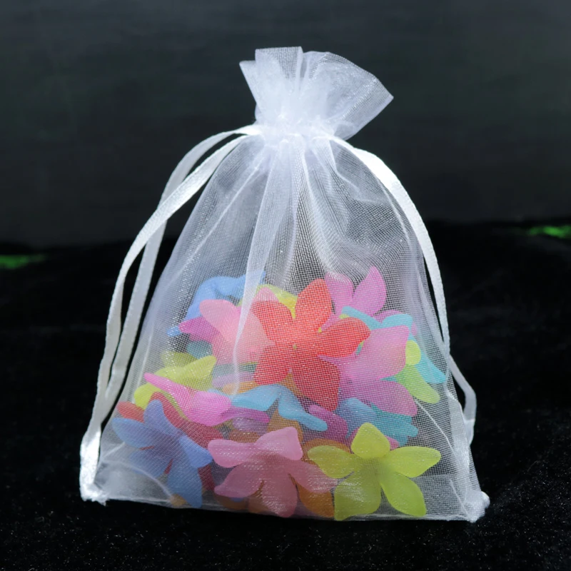 

Wholesale 100pc/lot 7x9cm White Organza Bags Small Wedding Decoration Charms Jewelry Packaging Bags Drawstring Gift Bag Pouches