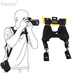 Black Double Dual Camera Shoulder Strap Quick Rapid Sling Belt Adjustment for Canon Nikon Sony 2 Cameras Digital DSLR Strap