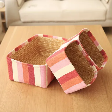 Color Stripes Straw Preparation Inside The Desktop Storage Box Snack Cosmetics Storage Box Finishing Box