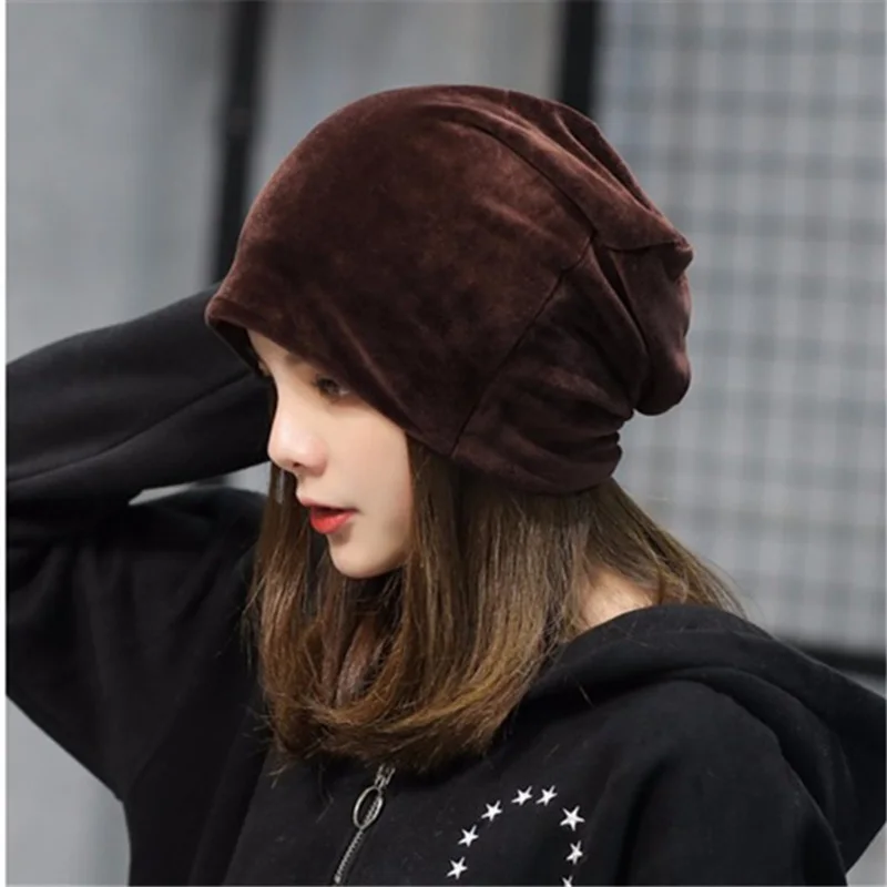 2019 Winter Hats for Woman Beanies Flannel Coverhead Cute Hat Girl Autumn Simple Beanie Caps Warmer Bonnet Ladies Casual Cap