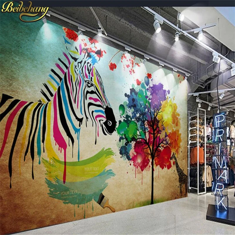 

beibehang Tv background 3d wallpaper for wall Hand drawn color zebra mural Custom murals papel photo wall paper roll living room