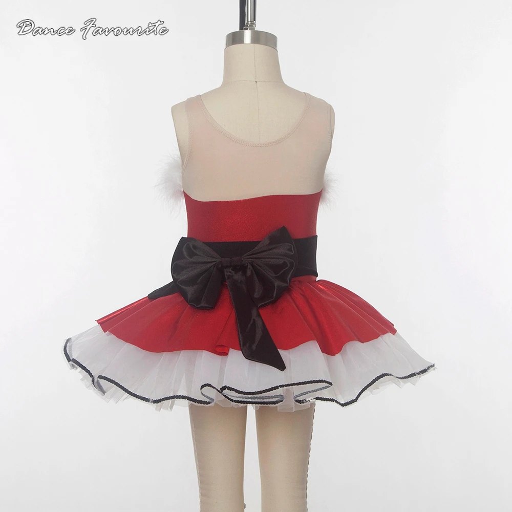 Dança favorita vermelho lantejoulas elastano corpete ballet tutu, bonito design menina palco desempenho traje, jazz/tapete dança traje