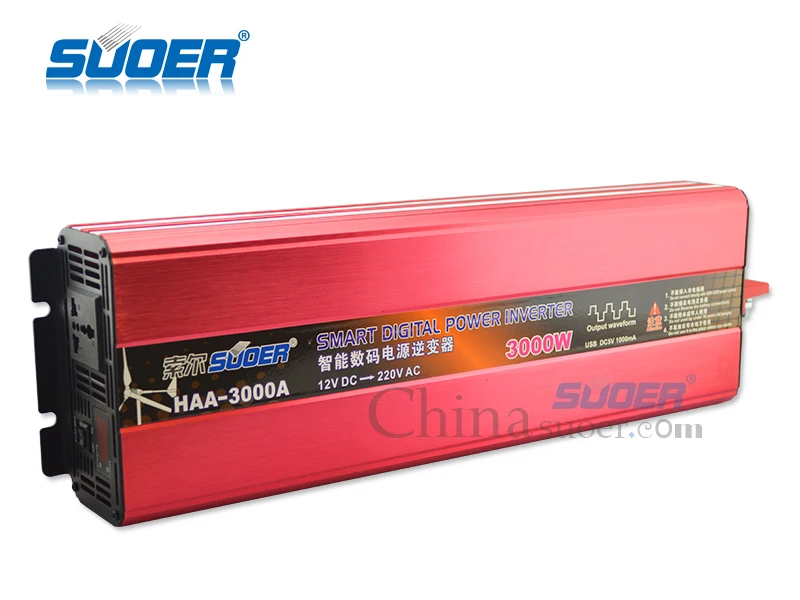 Suoer【 Modified Sine Wave Inverter 】 smart digital power inverter 3000W 12v 220v  solar power inverter(HAA-3000A)