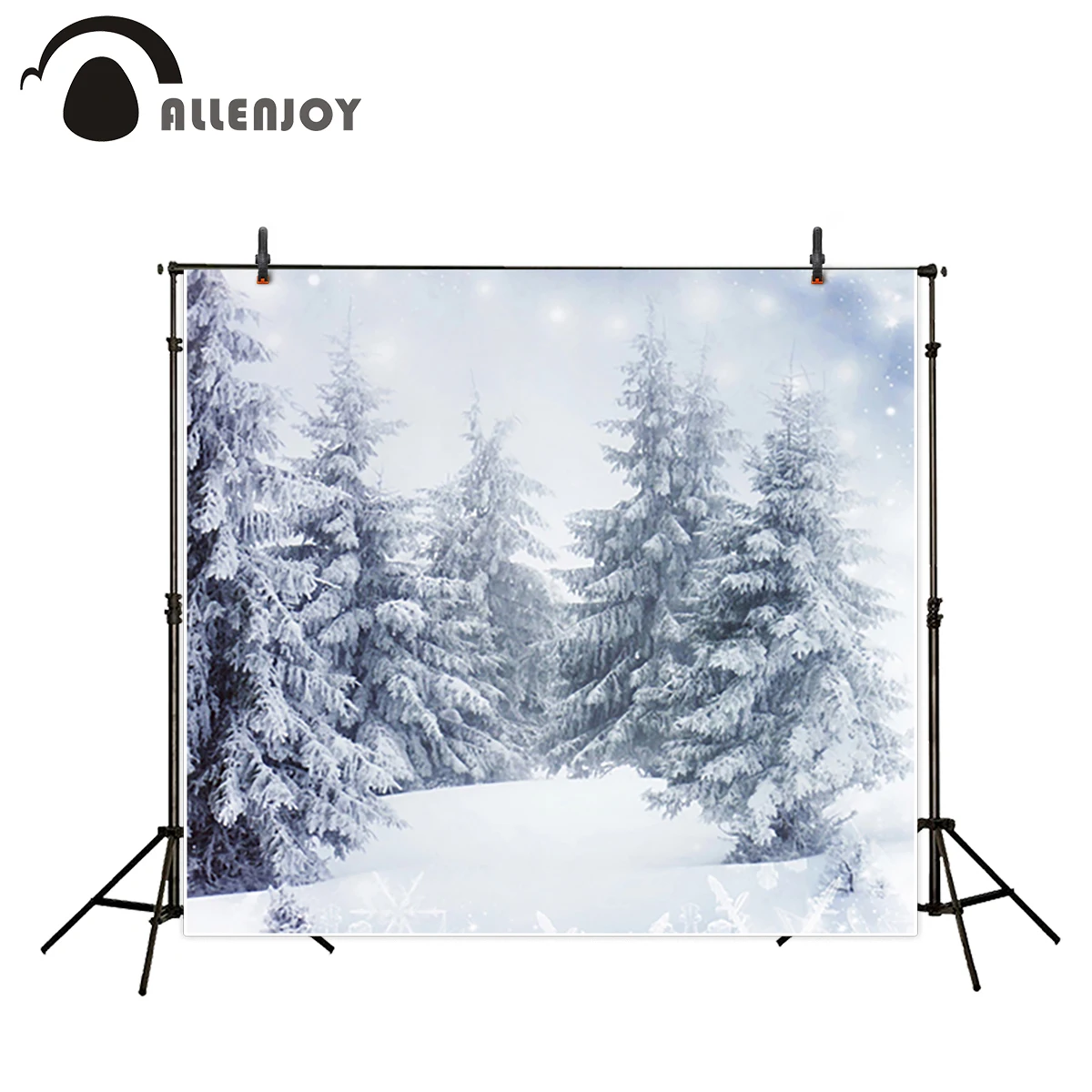 Allenjoy photo backdrops snow winter natual scenery shine tree new background photocall photobooth vinyl cloth fabric