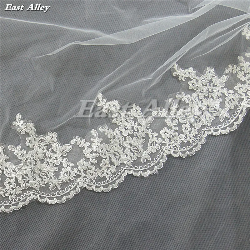 2 Layer 3M Wedding Veil Cathedral Lace Bridal Veil in White , Ivory