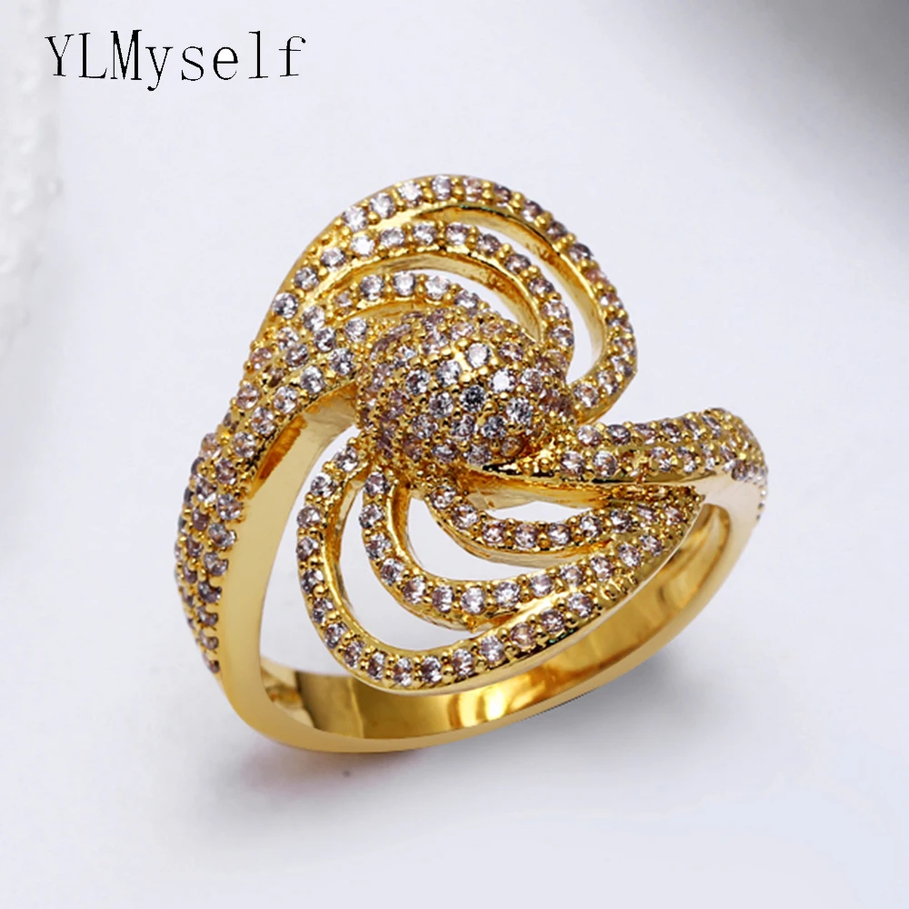 

New design ring high quality crystal stones Gold/white color aneis anillos Jewelry rings for women