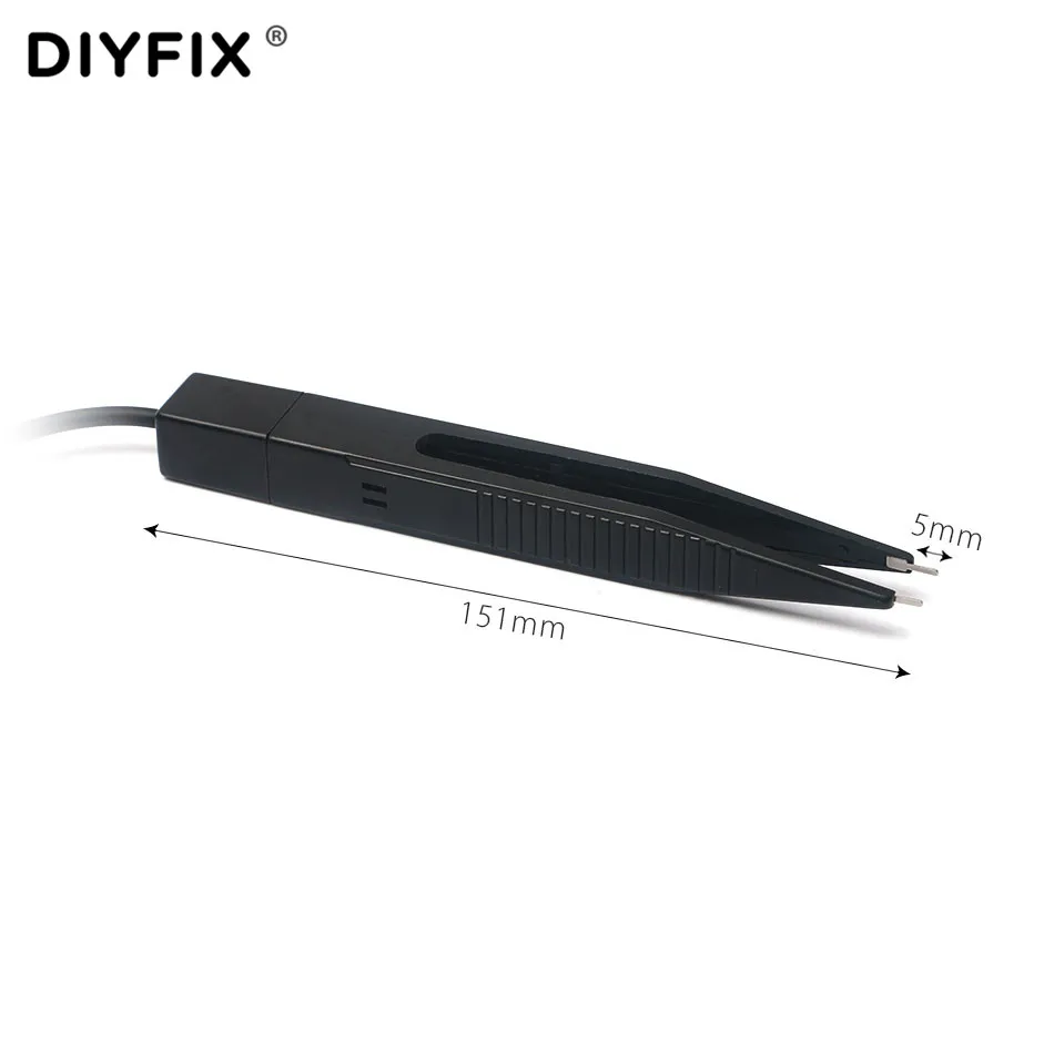 DIYFIX SMD Inductor Test Lead Clip Probe Tweezers Multimeter LCR Chip Components Tester Meter Wire Pen Capacitor Resistor