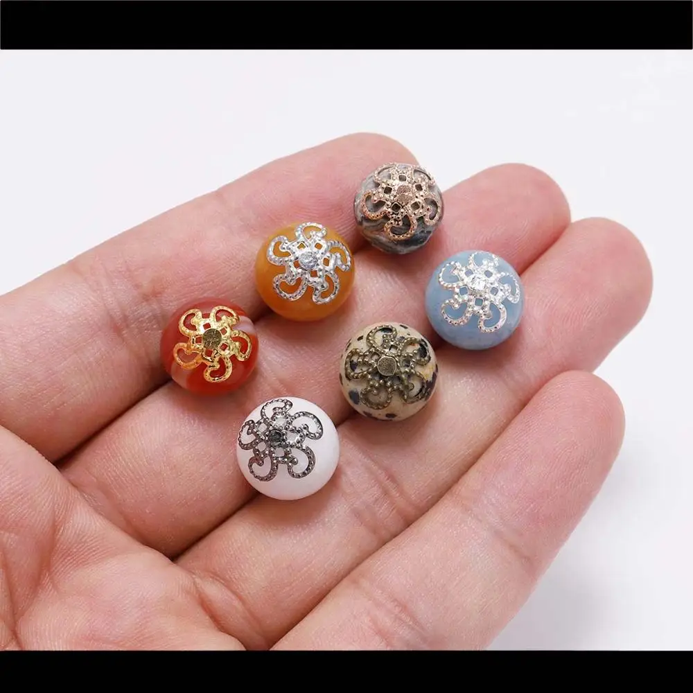 Hollow Flower Spacer Beads, Gold Metal, End Caps, DIY Pingente, Encantos Conectores, Jóias Fazendo Achados, 8mm, 10mm, 100Pcs