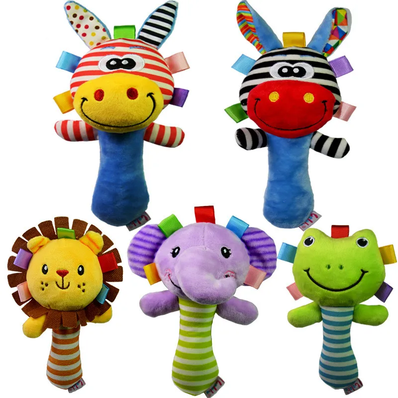 Lelebe Baby Kid Toy Ring Bell BB Baby Early Educational Doll Rod  Cute Cartoon Animal Musical Plush  Rattle Squeaker Toy