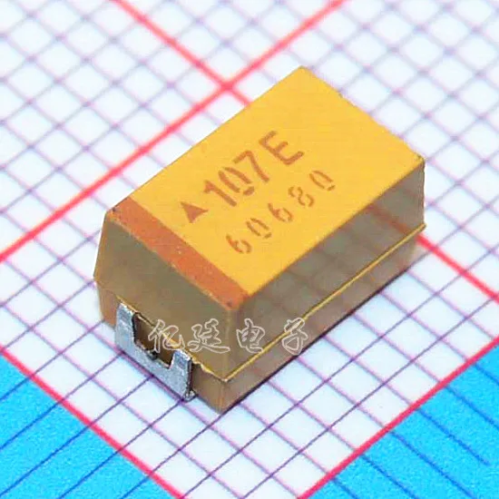 

Chip tantalum capacitors 107E 100UF 25V E type 7343H 2917 yellow polar gall capacitors