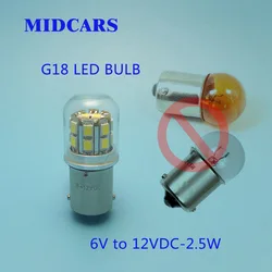 MIDCARS G18 BA15S 6V 12V 48V R10W LED Bulbs R5W Brake Lights Tail Turn Light Lamp parking Reserve light source Pack of 2