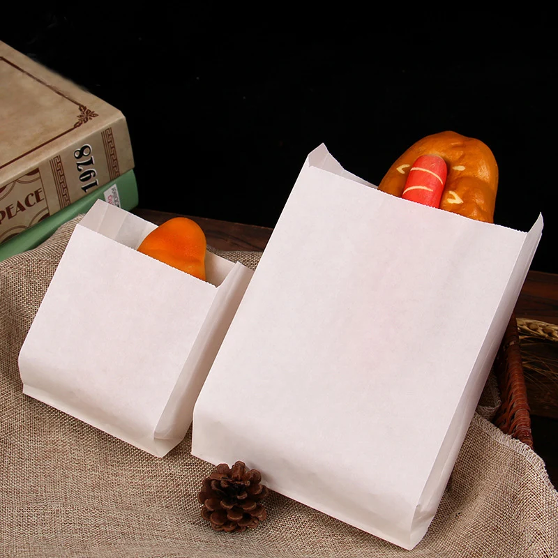 Oil-Absorbing Kraft Paper Food Bag Fries Food Packing Bag Food Grade Bakery Paper Bag Snack Nontoxic Package Tools 100pcs/pack