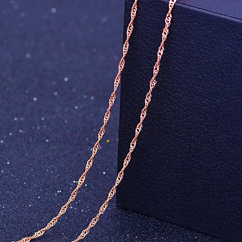 RE 45cm DIY women\'s chain Necklaces Friendly Copper Wave/Snake/Box Chains Jewelry Beads for Pendant Accessories rose Gold Color