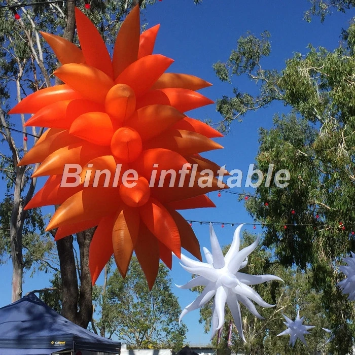 3m outdoor elegant orange led inflatable stars ceiling hanging decorations for party wedding backdrop