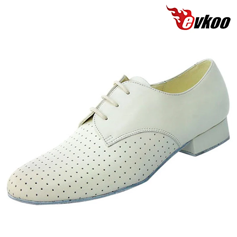 Evkoodance Black  White Color Man's Modern Dance Shoes Professional 2.5cm Heel Soft Shoes Made By Genuine Leather Customize shoe