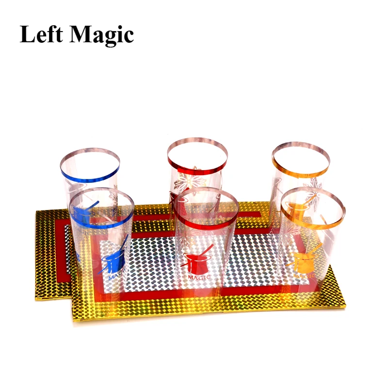 Six Cups Out From Two Plates Magic Trick Cups Appearing Stage Magic Props Board Illusions Gimmick Accessory Funny