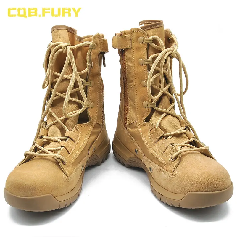 CQB.FURY Spring Mens Army Tactical Boots Fashion Style Comfortable Cow suede desert combat boot Ankle-up army boots with zipper