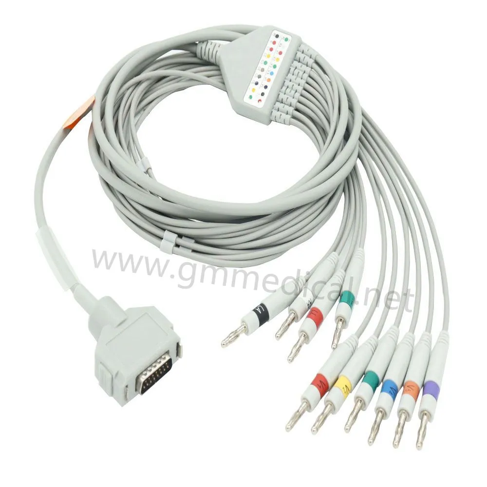 

Compatible with Fukuda FCP-7411,FX-7402,FX-7202,FX-2111,FX-2155,FX-3010,F-7102 10-Lead EKG Cable ,AHA,Banana 4.0