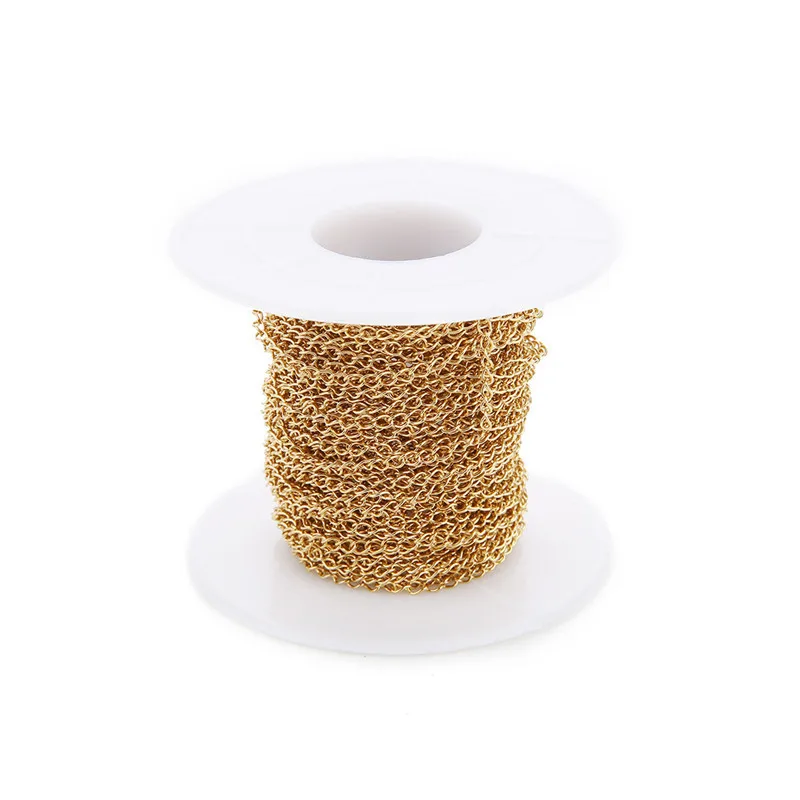 LOULEUR 10 Yard/roll 2/2.5/3mm Women Necklaces Chain Stainless Steel Gold Color Necklace for Men Bracelets Jewelry Making