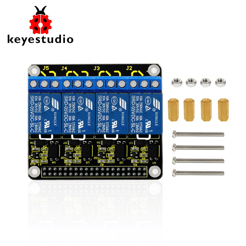 Keyestudio RPI 4-kanał 5V przekaźnik tarcza dla Raspberry Pi 4B / CE