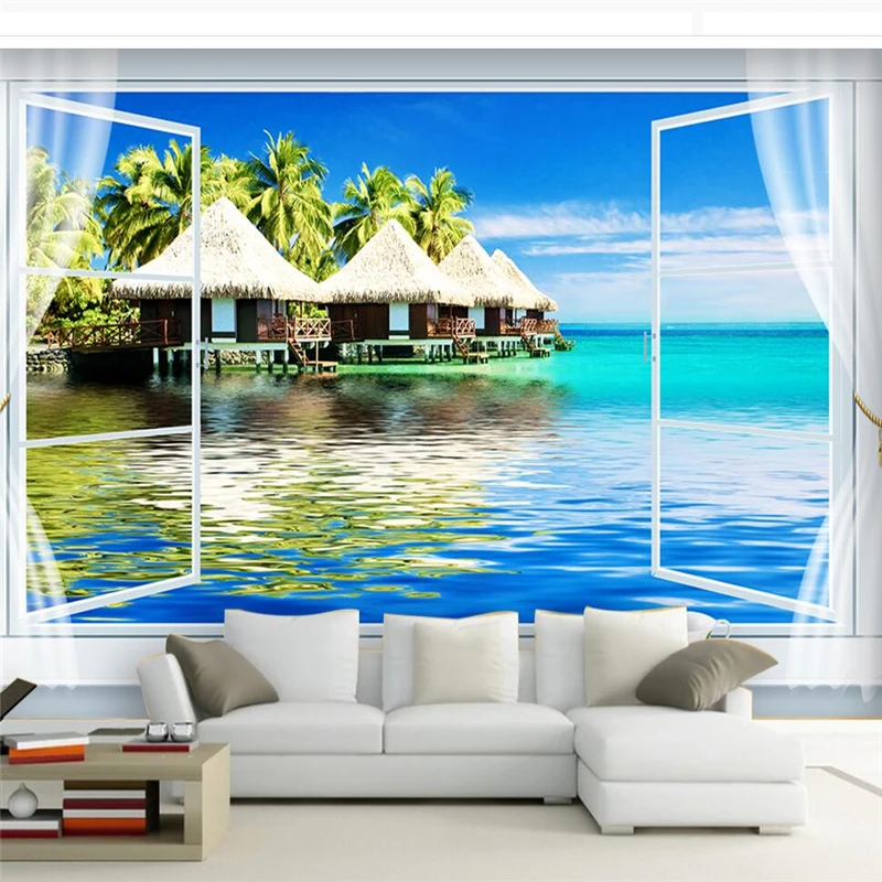 

wellyu papel de parede Custom photo wallpaper Window view of the sea wall wallpaper for walls 3d papel de parede para quarto