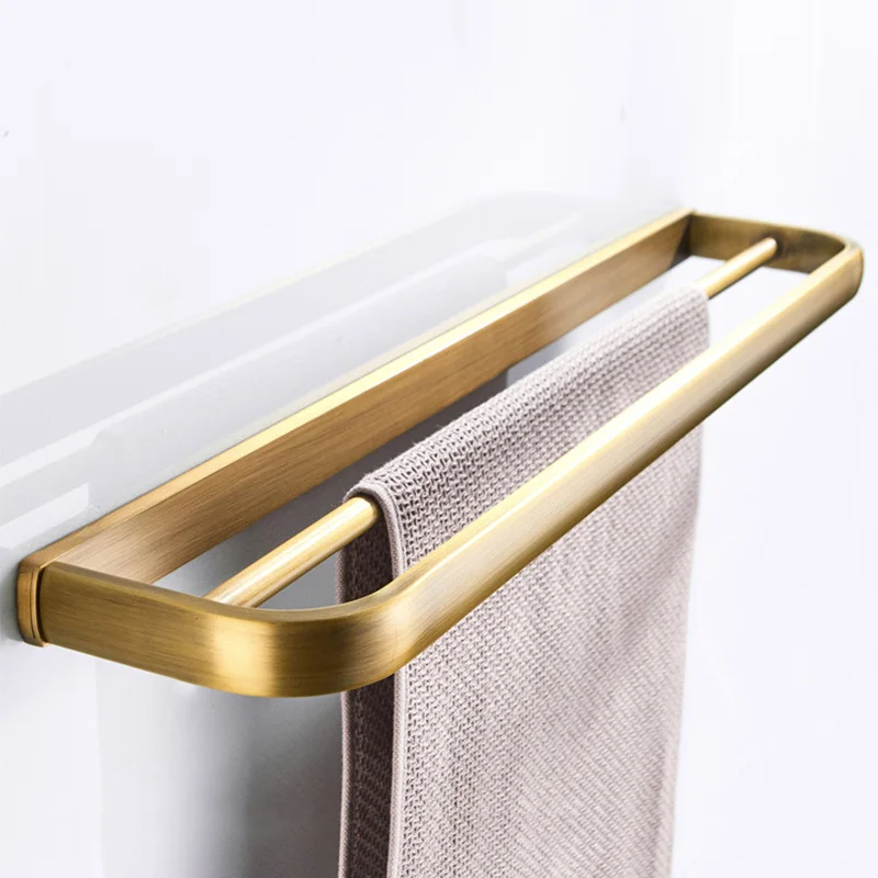 

Bronze Double Towel Bar Vintage White Black Bathroom Double Towel Rail Rack for Kitchen Rose Gold Chrome Brass Bathroom Hardware