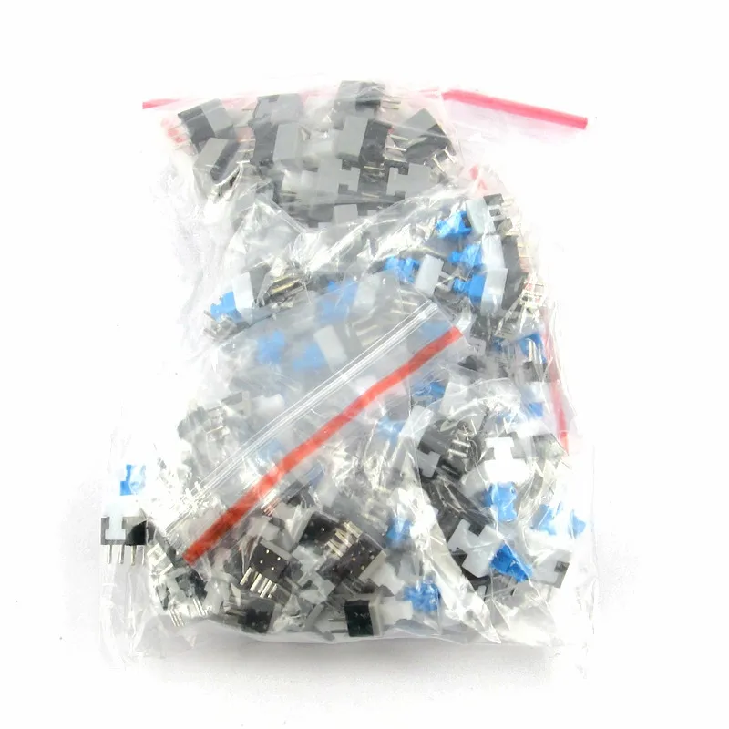 자동 잠금 스위치 5.8*5.8 7*7 8*8 8.5*8.5MM 이중 행 4 종 총 80 버튼 스위치 샘플 패키지, 자동 잠금 스위치 샘플 패키지 이중 행