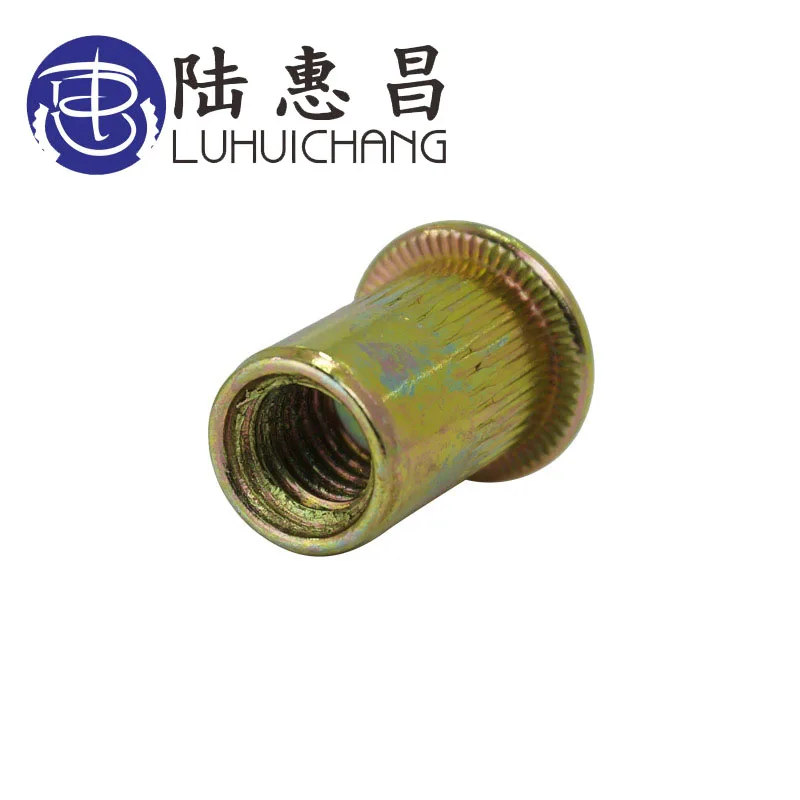 LUHUICHANG M3 M4 M5 M6 M8 M10 Zinc Plated Carbon Steel Knurled Nuts Rivnut Flat Head Threaded Rivet Insert Nutsert Cap Rivet Nut