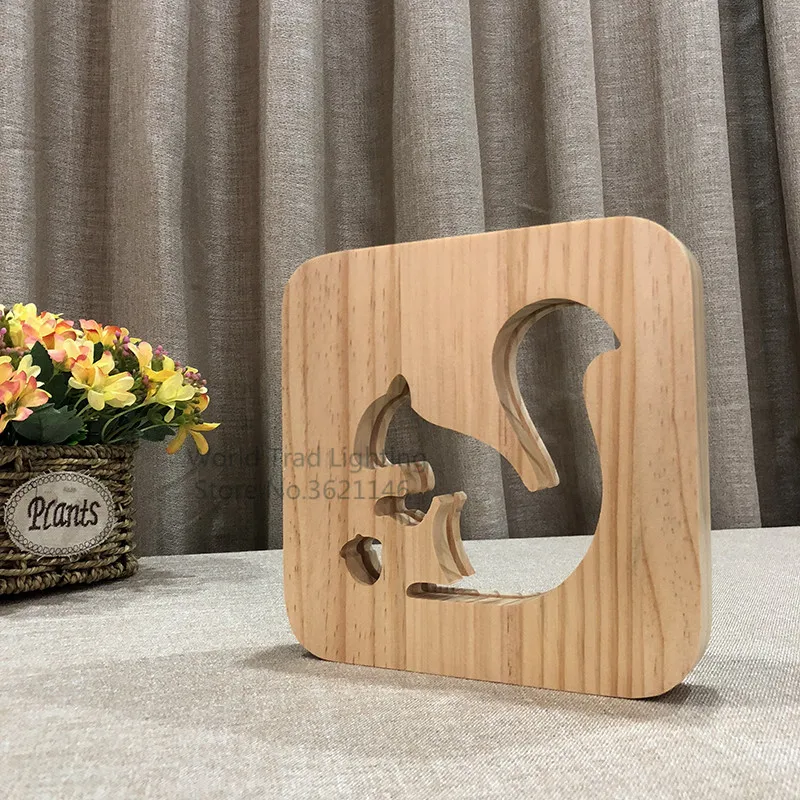 Luminária noturna de madeira com ilusão 3d, luminária de mesa para crianças, decoração usb, luz noturna para decoração