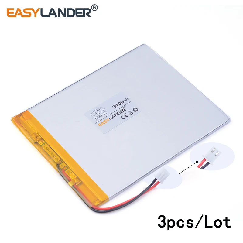 

3pcs /Lot 3100mAh 3090110 3.7v lithium Li ion polymer rechargeable battery Tablet PC learning machine Tablet Pc DIY Power mobile